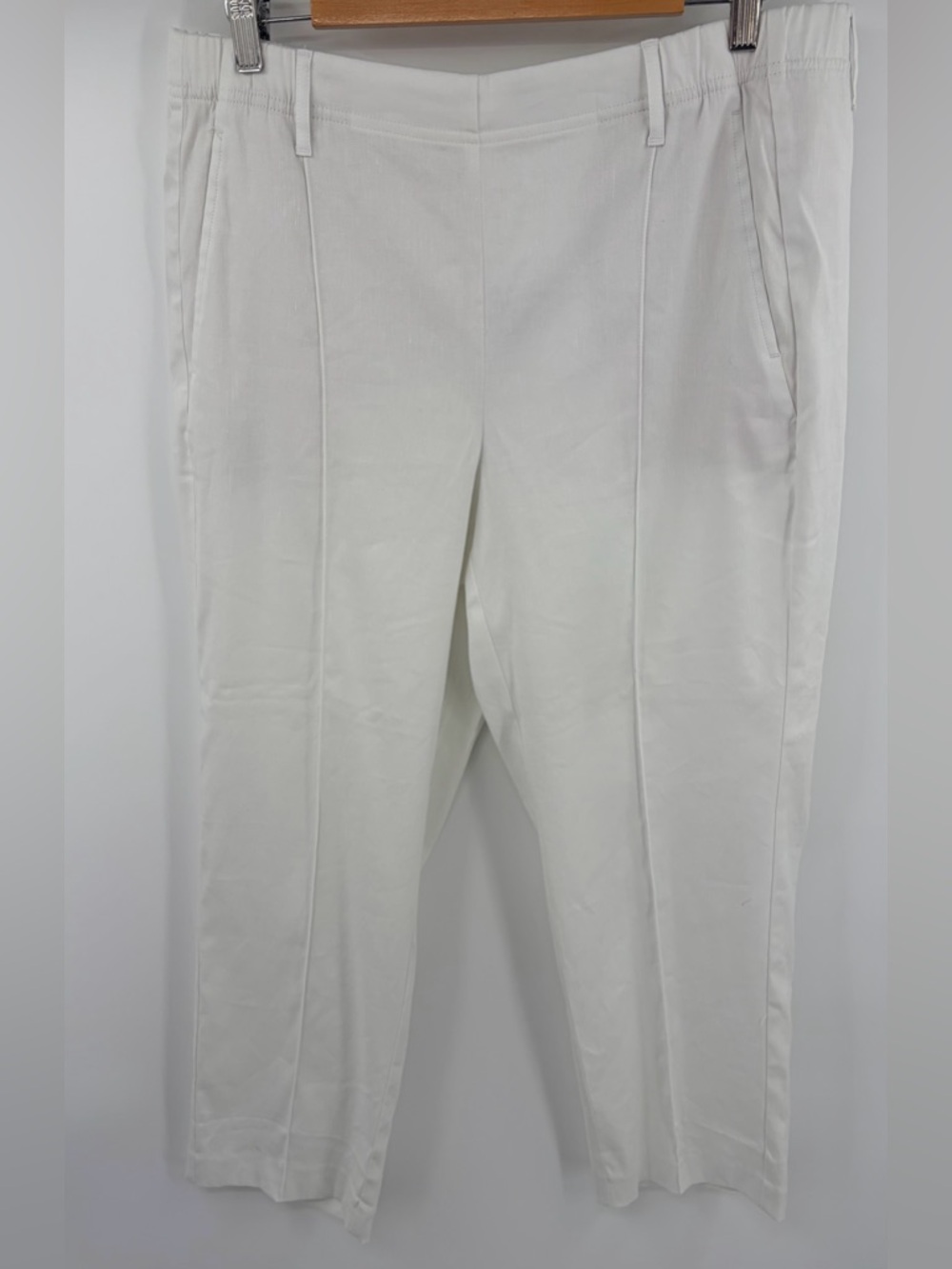 J.Jill linen blend stretch white straight leg pull on pant women’s L NWT resort